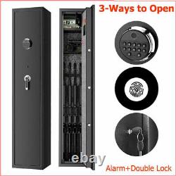 Fingerprint Large 5 Gun Rifle Storage Safe Box Cabinet Double Lock Quick Access