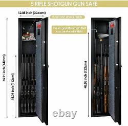 Fingerprint Large 5 Gun Rifle Storage Safe Box Cabinet Double Lock Quick Access