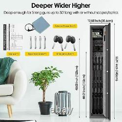 Fingerprint Large 5 Gun Rifle Storage Safe Box Cabinet Double Lock Quick Access
