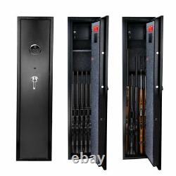 Fingerprint Large 5 Gun Rifle Storage Safe Box Cabinet Double Lock Quick Access