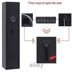 Fingerprint Large 5 Gun Rifle Storage Safe Gun Cabinet Pistol Lock Quick Access