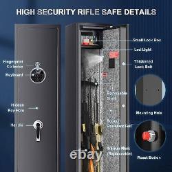 Fingerprint Large Rifle Safe Quick Access 5-6 Gun Storage Cabinet w. Gun LockBox