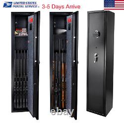 Fingerprint Quick Access Large 5-Gun Rifle Storage Safe Box Cabinet Double Lock