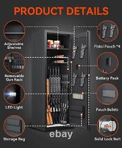 Fingerprint Rifle Gun Safe, 15-18 Gun Safes For Home Rifle And Pistols With LED