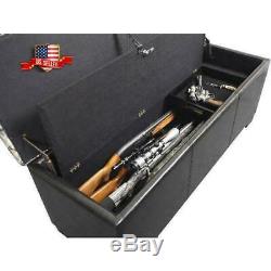 Firearm Storage Bench Cabinet Gun Rifle Safe Rack Seat Ottoman Concealed Hidden