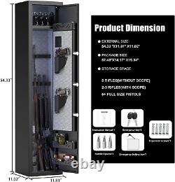 Fireproof Rifle Gun Safe, 5-7 Gun Biometric Gun Safes for Home Rifles and Shotgu