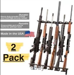 Folding Rifle Rack Freestanding For Floor, 2 Gun Storage Racks For 12 Guns