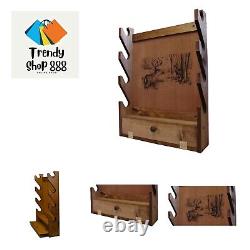 Four-Gun Fully Assembled Wall Mount Wooden Gun Display Rack with Cabinet Stor