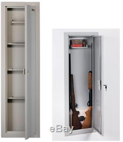 Full Length In-Wall Cabinet, Beige Gun Storage Safe Key Rifle Vault Security