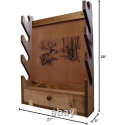 Fully Assembled Wooden Gun Rack 4 Long Guns With Cabinet Storage Compartment New