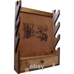 Fully Assembled Wooden Gun Rack 4 Long Guns With Cabinet Storage Compartment New