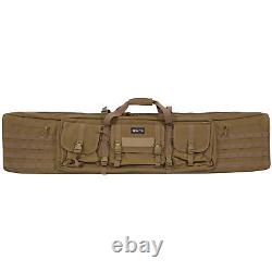 GPS Double Rifle Case 55in Flat Dark Earth Durable 600D Polyester Storage Bag