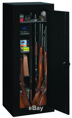 Gun Cabinet Locker Rifle Shotgun Pistol Storage Shelves Black Steel Vault Safe