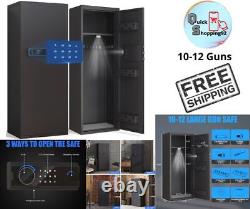 Gun Cabinet Safe Storage Security Vault Steel Firearms-Rifles Proof 10-12 Weapon