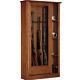 Gun Cabinets And Racks Storage Wood Keyed Barrel Rests Adjustable 3-shelve Brown