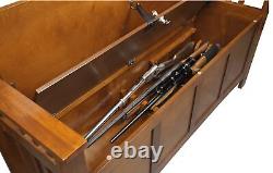 Gun Concealment Bench Cabinet 5 Rifle Firearm Wood Entryway Storage Chest Rack