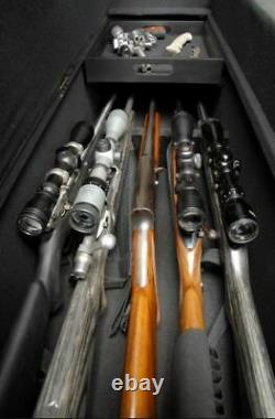 Gun Concealment Bench Cabinet 5 Rifles Storage Shotgun Firearm Safe Lock Rack