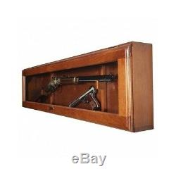 Gun Display Cabinet Mounted Wood Glass Case Lock Locking Rifle Shotgun Storage