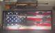 Gun Display Case 2 Rifles 1 Pistol Us Flag Led Black Wood Shotgun Lock Cabinet