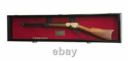 Gun Display Case 44 Cabinet Rifle All Black Wood Shotgun Shadow Box Rack Holder