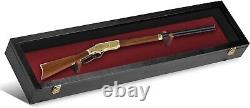 Gun Display Case 45 Rifle Black & Red Wood Shotgun Lock USA Shadow Box Cabinet