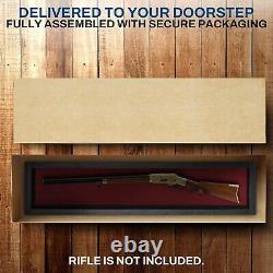 Gun Display Case 45 Rifle Black & Red Wood Shotgun Lock USA Shadow Box Cabinet