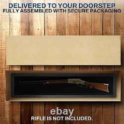 Gun Display Case 45 Rifle Black USA Wood Shotgun Lock Shadow Box Wall Cabinet