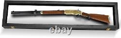 Gun Display Case 45 Rifle Black & White Wood Shotgun Lock Shadow Box Cabinet