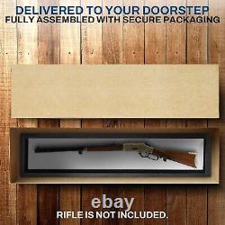 Gun Display Case 45 Rifle Black & White Wood Shotgun Lock Shadow Box Cabinet