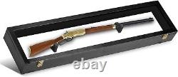 Gun Display Case 45 Rifle Black & White Wood Shotgun Lock Shadow Box Cabinet