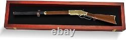 Gun Display Case 45 Rifle Cherry & Black Wood Shotgun Lock Shadow Box Cabinet