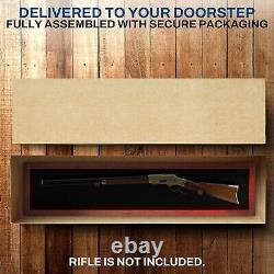 Gun Display Case 45 Rifle Cherry & Black Wood Shotgun Lock Shadow Box Cabinet