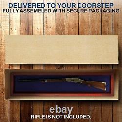 Gun Display Case 45 Rifle Cherry Blue Wood Shotgun Lock USA Shadow Box Cabinet