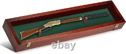 Gun Display Case 45 Rifle Cherry & Green Wood Shotgun Lock Shadow Box Cabinet