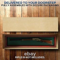 Gun Display Case 45 Rifle Cherry & Green Wood Shotgun Lock Shadow Box Cabinet