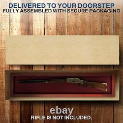 Gun Display Case 45 Rifle Cherry & Red Wood Shotgun Lock USA Shadow Box Cabinet