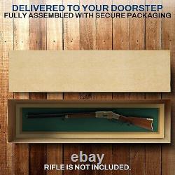 Gun Display Case 45 Rifle Golden Oak Green Wood Shotgun Lock Shadow Box Cabinet