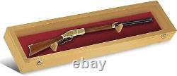 Gun Display Case 45 Rifle Golden Oak & Red Wood Shotgun Lock Shadow Box Cabinet