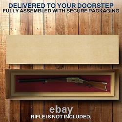 Gun Display Case 45 Rifle Golden Oak & Red Wood Shotgun Lock Shadow Box Cabinet