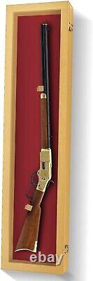 Gun Display Case 45 Rifle Golden Oak & Red Wood Shotgun Lock Shadow Box Cabinet