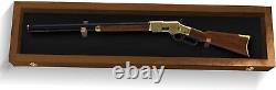 Gun Display Case 45 Rifle Walnut & Black Wood Shotgun Lock Shadow Box Cabinet