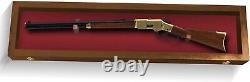 Gun Display Case 45 Rifle Walnut & Red Wood Shotgun Lock USA Shadow Box Cabinet