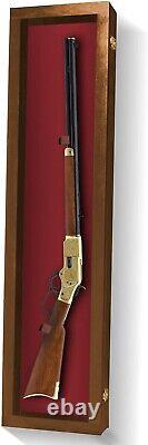 Gun Display Case 45 Rifle Walnut & Red Wood Shotgun Lock USA Shadow Box Cabinet