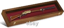 Gun Display Case 45 Rifle Walnut & Red Wood Shotgun Lock USA Shadow Box Cabinet