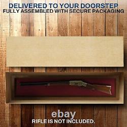 Gun Display Case 45 Rifle Walnut & Red Wood Shotgun Lock USA Shadow Box Cabinet