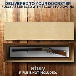 Gun Display Case 45 Rifle Walnut & White Wood Shotgun Lock Shadow Box Cabinet