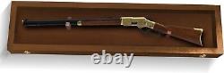 Gun Display Case 45 Rifle Walnut Wood Shotgun Lock USA Shadow Box Sword Cabinet