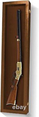 Gun Display Case 45 Rifle Walnut Wood Shotgun Lock USA Shadow Box Sword Cabinet