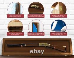 Gun Display Case 45 Rifle Walnut Wood Shotgun Lock USA Shadow Box Sword Cabinet