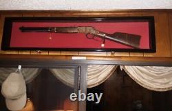 Gun Display Case 54 Cabinet Rifle Fully Black Wood Shotgun Shadow Box Wall Rack